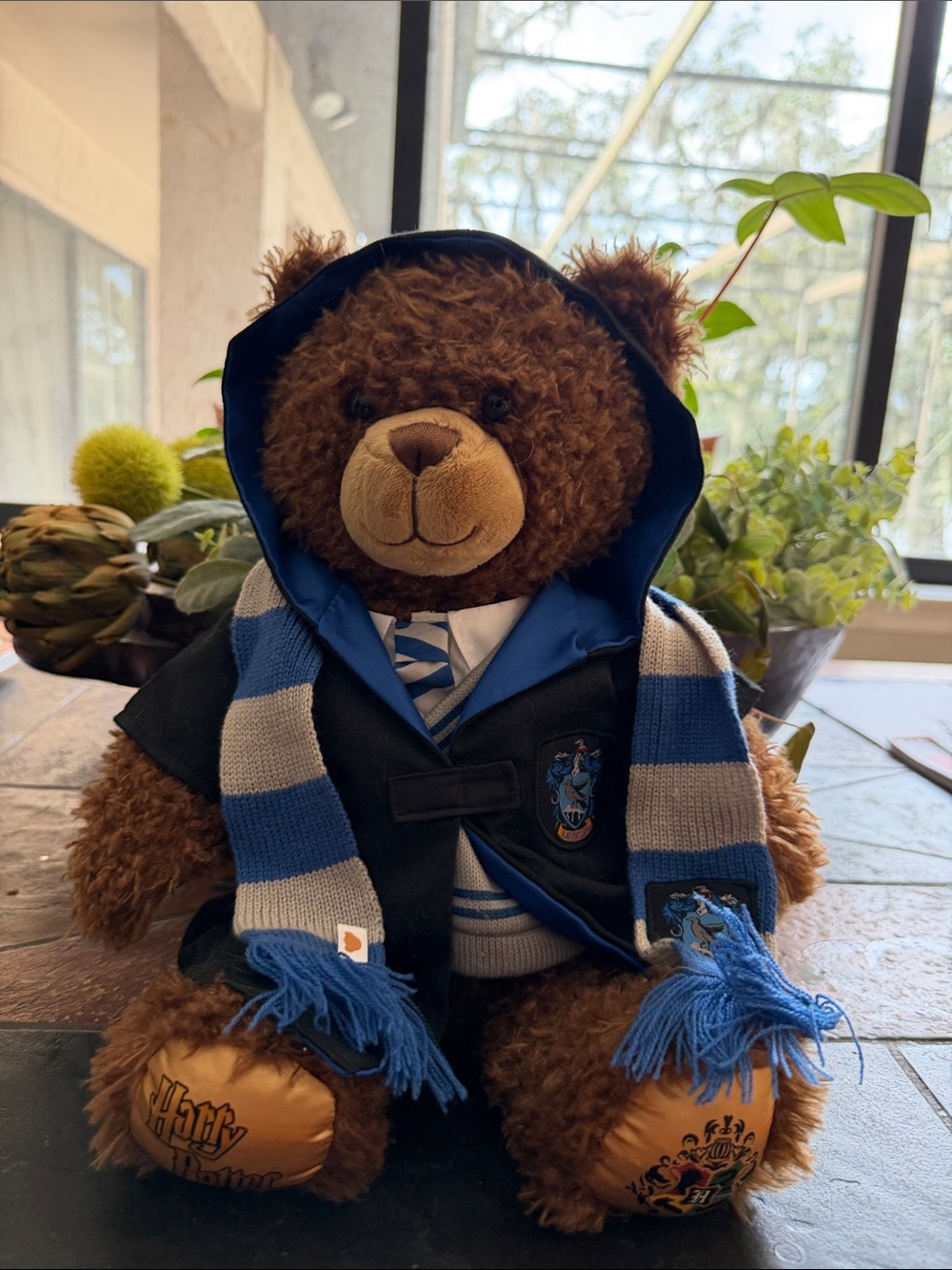Build-A-Bear Brown Teddy Harry Potter Ravenclaw outfit with scarf